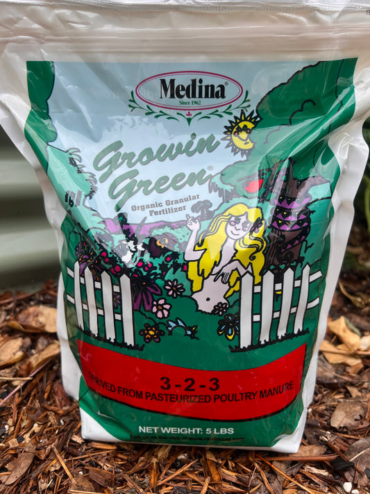 Medina Growin' Green, Organic Granual Fertilizer 3-2-3